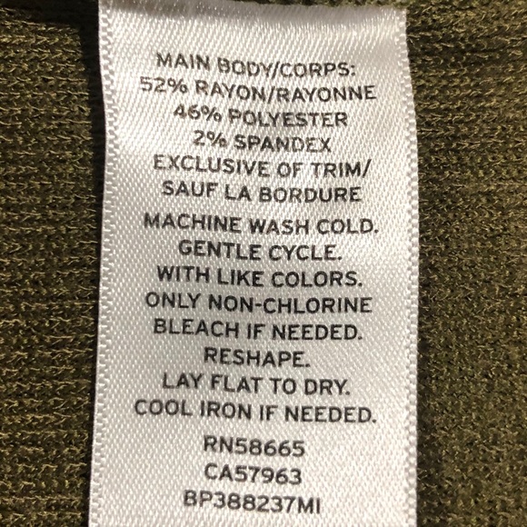 BP. Ruched, Stretch Knit Top Long Sleeve Olive Green NWT - Picture 6 of 6